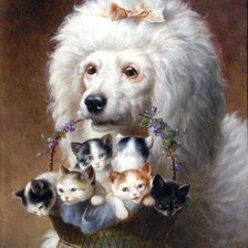 Схема вышивки «Нянька для котят»