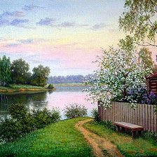 Схема вышивки «дом у реки»