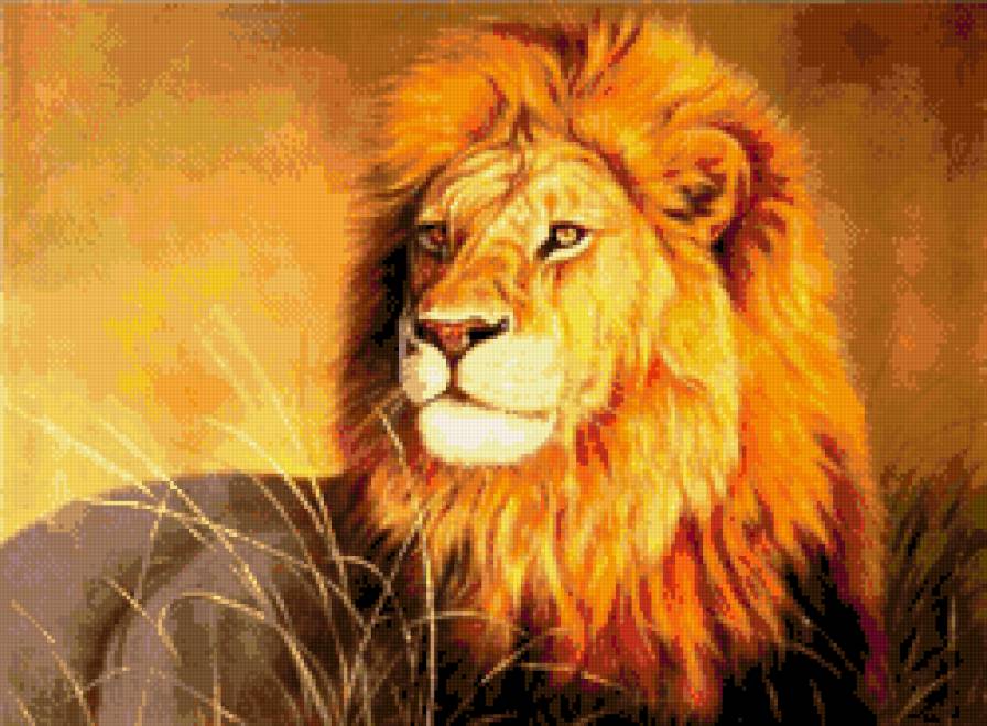 огненный лев - живопись, животные, лев - предпросмотр