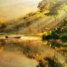 Схема вышивки «Утро на реке»