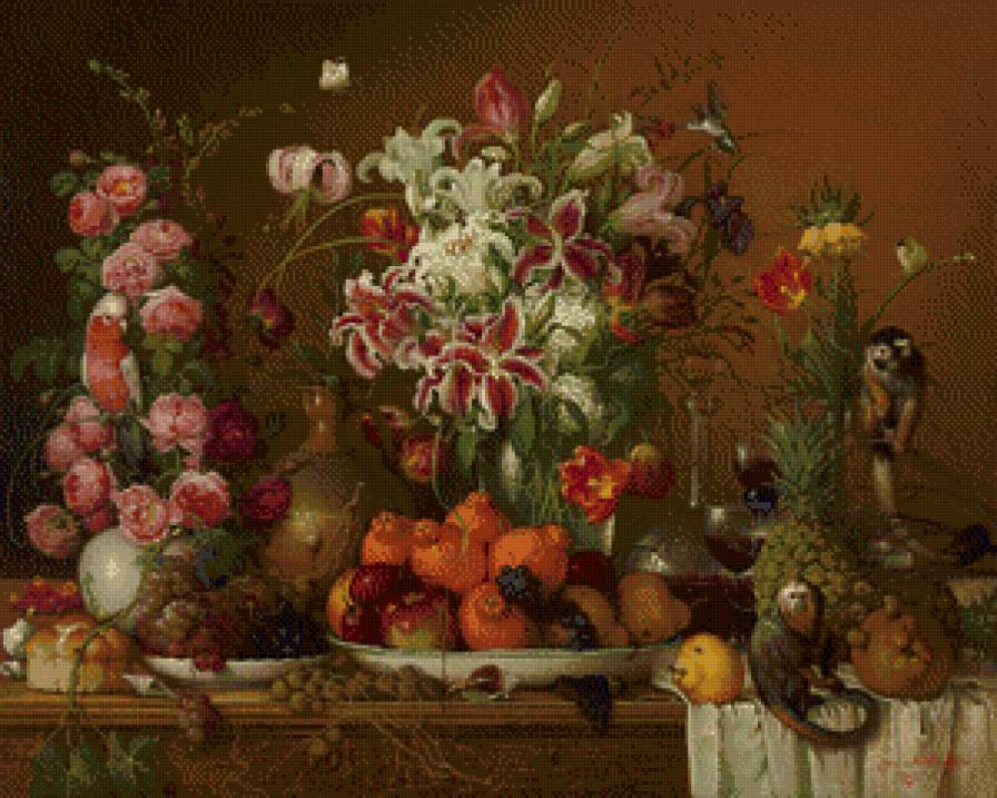 Старинный натюрморт - винтаж, картина, натюрморт - предпросмотр