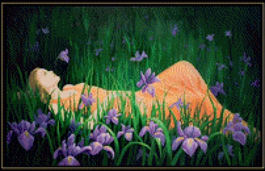 в цветах - цветы, девушка - предпросмотр