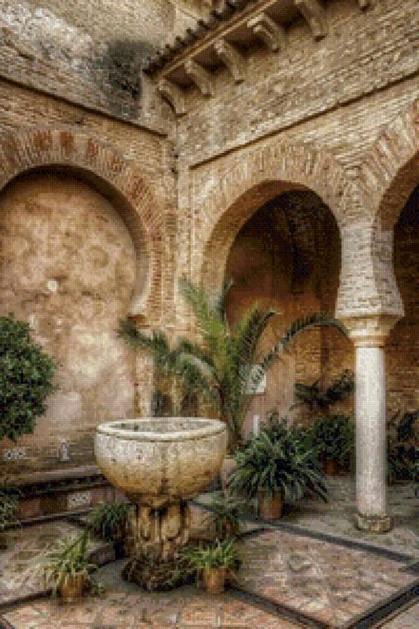 дворик с аркой - картина, пейзаж, архитектура, дворик - предпросмотр