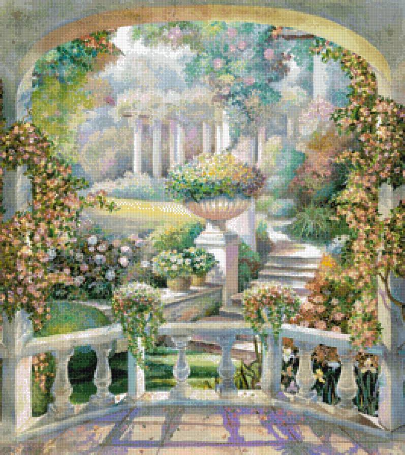 Беседка в саду - цветы, сад - предпросмотр