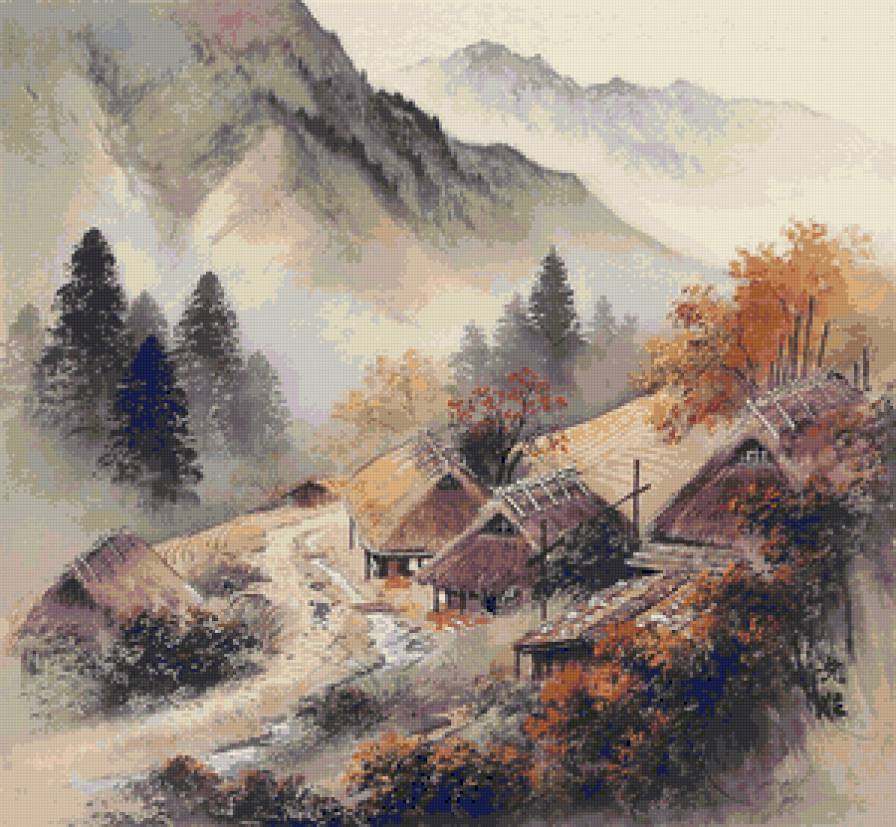 Осеняя пора - восточная живопись - предпросмотр