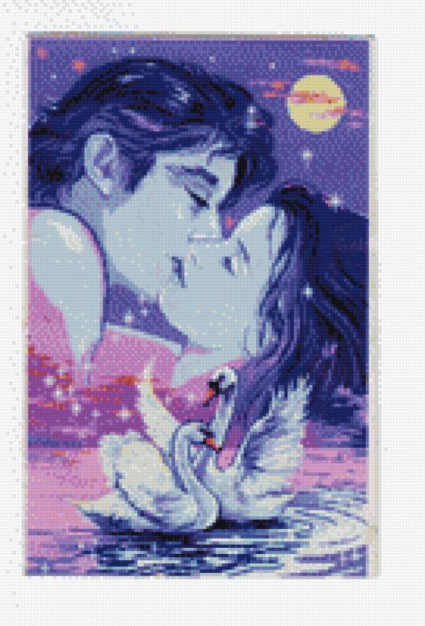 Поцелуй - влюбленные, поцелуй, ночь. - предпросмотр