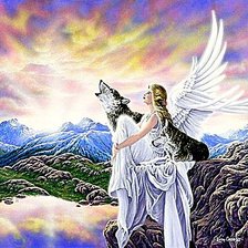 Схема вышивки «ангел и волки»