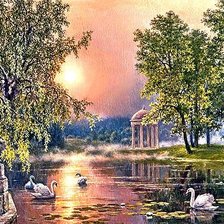 Схема вышивки «закат в парке»