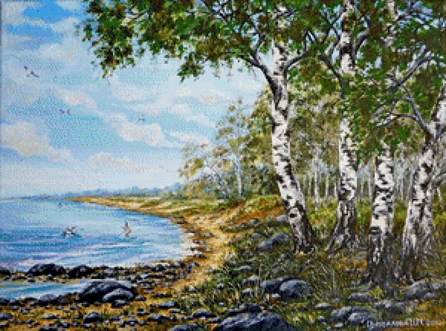 березки над водой - пейзаж - предпросмотр