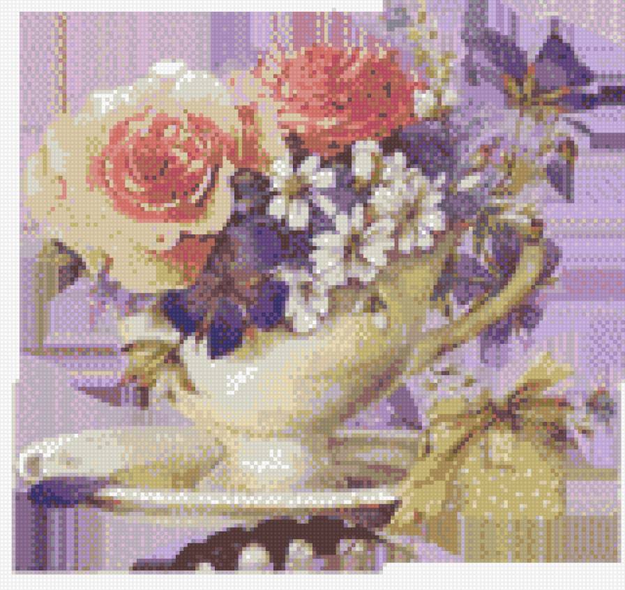 розы в чашке - предпросмотр