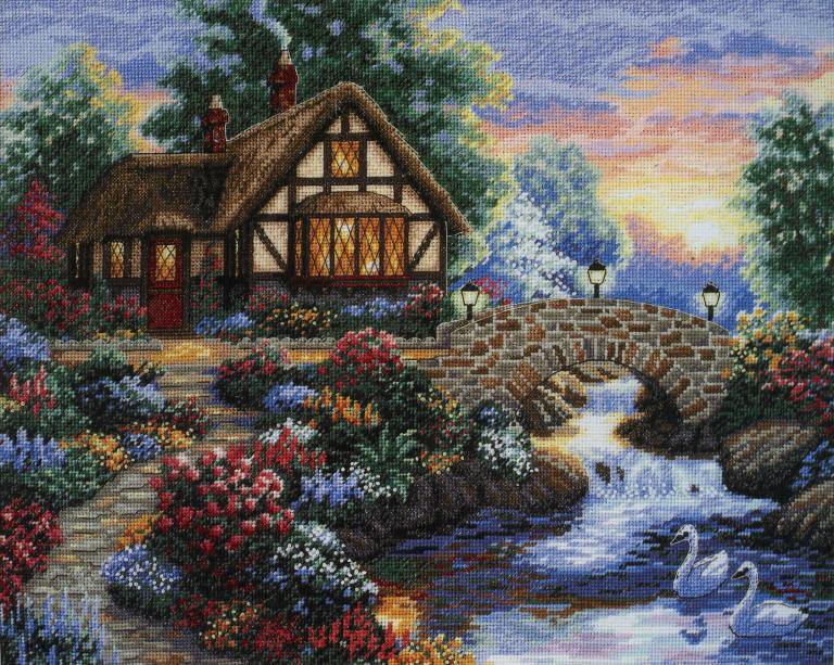 Сумеречный мост - дом, мост, сумерки - оригинал