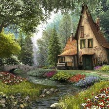 Схема вышивки «Домик в лесу»