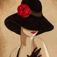 Схема вышивки «Дама в шляпке»