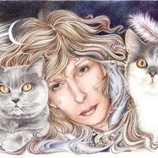 Схема вышивки «девушка с котами»