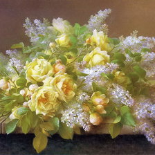 Схема вышивки «нежный букет с сиренью и розами»