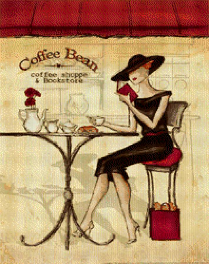 Кафе в Париже - девушка, кафе, париж - предпросмотр