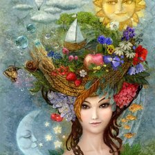 Схема вышивки «donna con cappello»