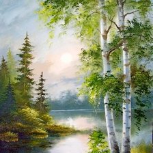 Схема вышивки «утро туманное»