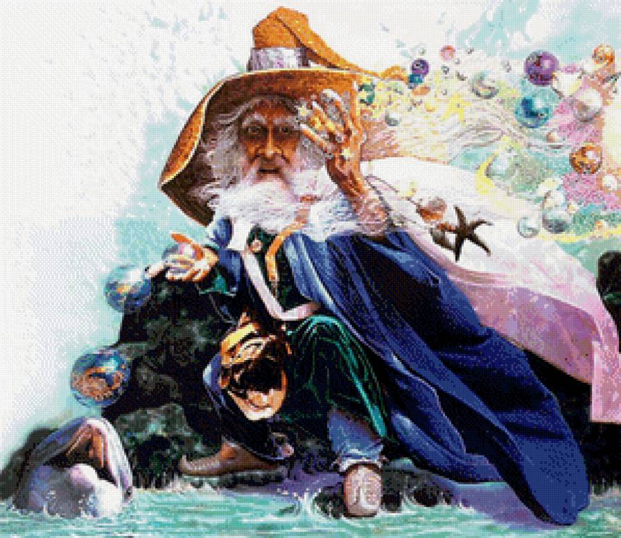 повелитель моря - дельфин, старик, ракушка, повелитель, сказка, море, фентэзи - предпросмотр