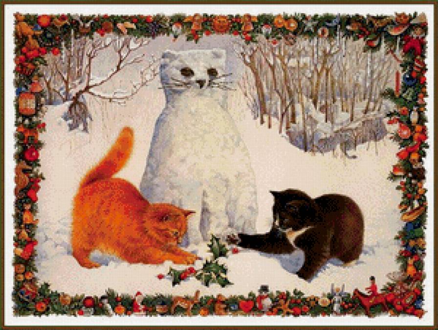 зимние игры - коты, зима, котики - предпросмотр