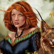 Схема вышивки «Девушка с рысью»