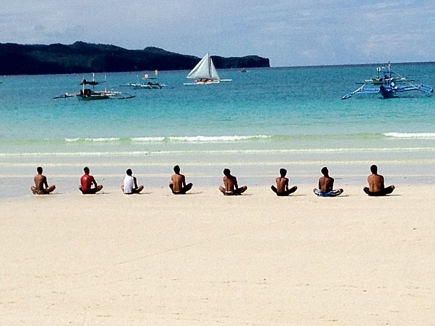 Разминка - боракай, филиппины, море, спортсмены - оригинал