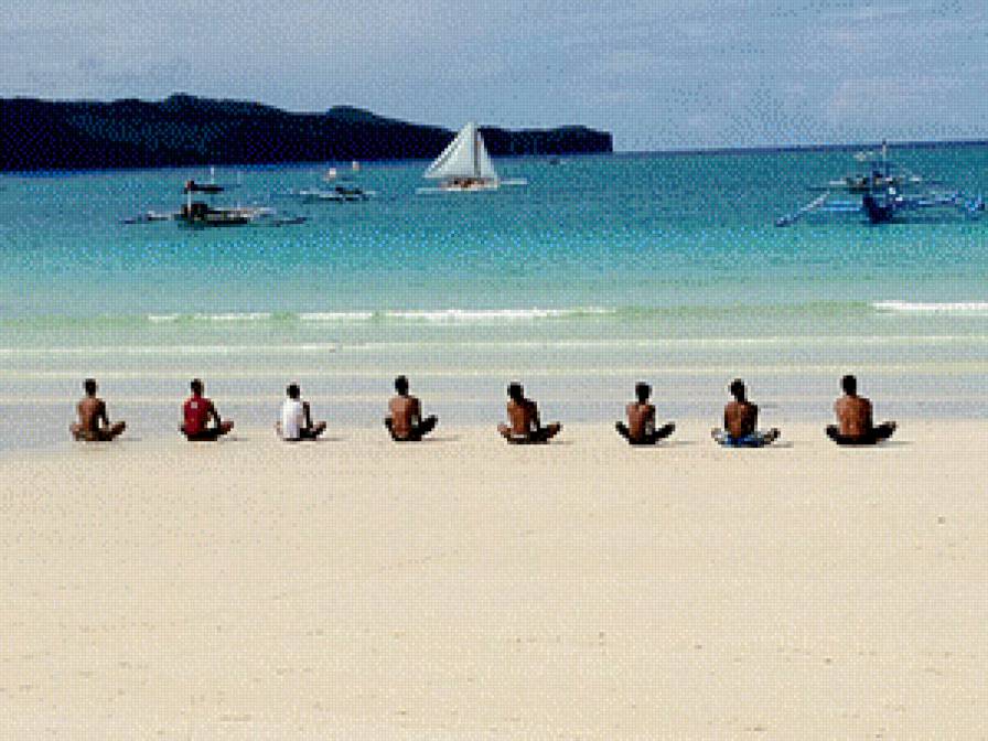 Разминка - филиппины, спортсмены, боракай, море - предпросмотр