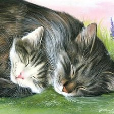 Схема вышивки «Кошка с котенком»