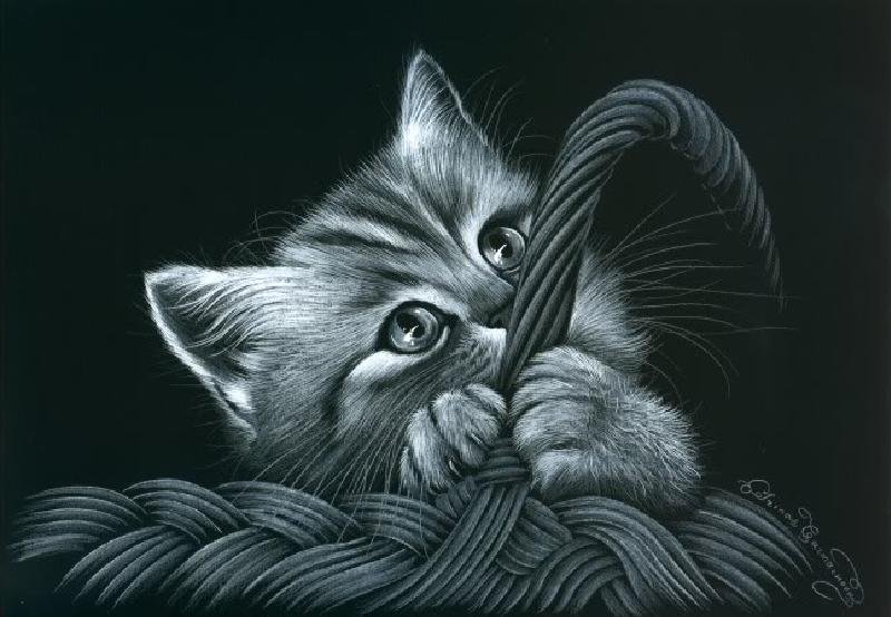 Котенок в корзине - оригинал