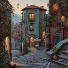 Схема вышивки «Вечерняя улочка»