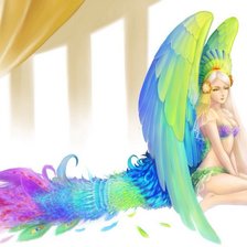 Схема вышивки «Птица-человек»