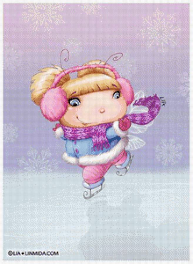 феечка-зима - фея, снежинки, коньки, зима, детское, сказка - предпросмотр