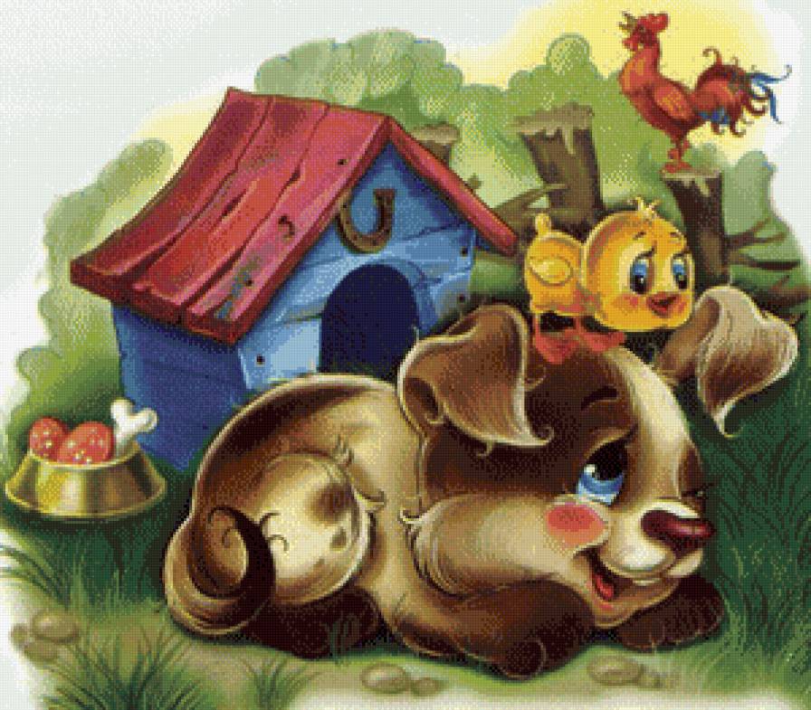 друзья - цыпленок, детское, щенок - предпросмотр