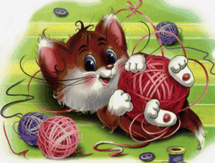 веселая игра - клубок, игра, котенок, детское - предпросмотр