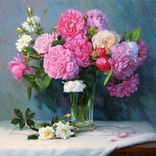 Схема вышивки «пионы 3»