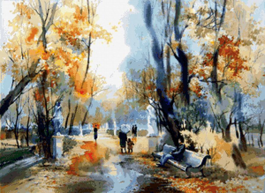 осень туманная - осень, пейзаж, город - предпросмотр