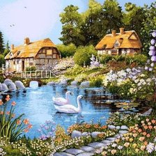 Схема вышивки «пасторальный пейзаж»