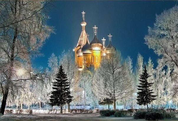 храм зимой - пейзаж - оригинал