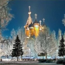 Схема вышивки «храм зимой»