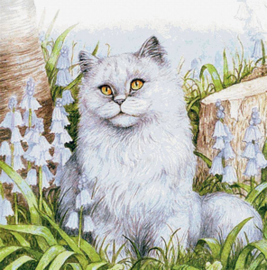 портрет в колокольчиках - котики, коты, цветы, кот - предпросмотр