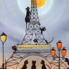 Схема вышивки «Кошки на башне»