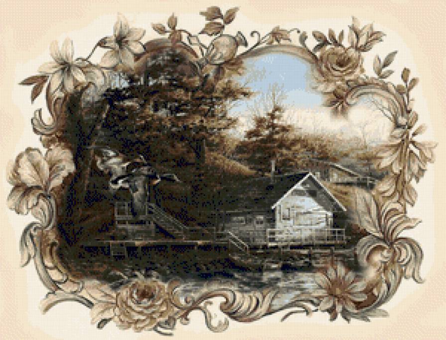 Серия "Пейзажи": Пейзаж в ретро-стиле -3 - предпросмотр