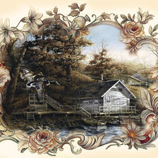 Схема вышивки «Серия "Пейзажи": Пейзаж в ретро-стиле -3»