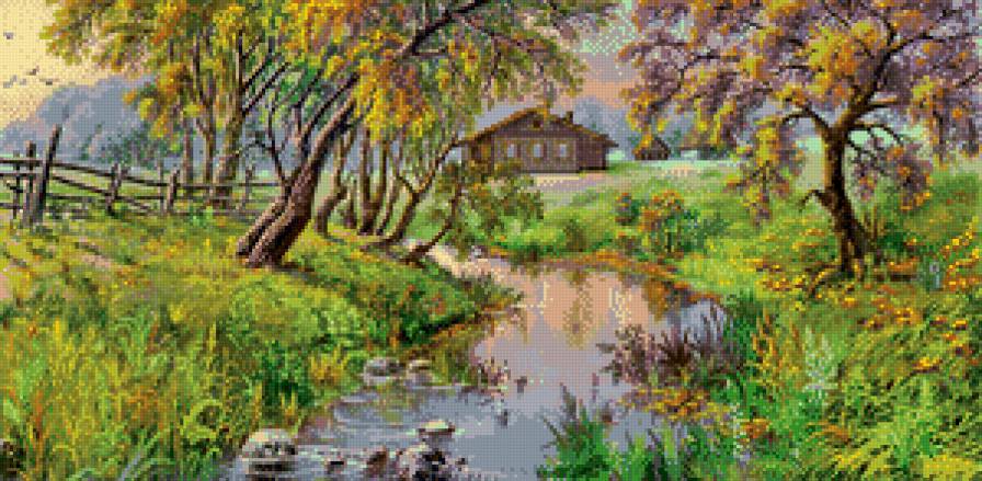 серия "природа" - пейзаж.природа.река.весна.дом. - предпросмотр