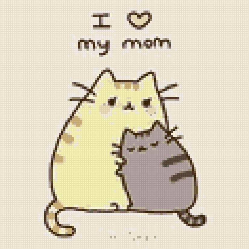 I love my mum - я люблю мою маму, мама и дочка, кошки - предпросмотр