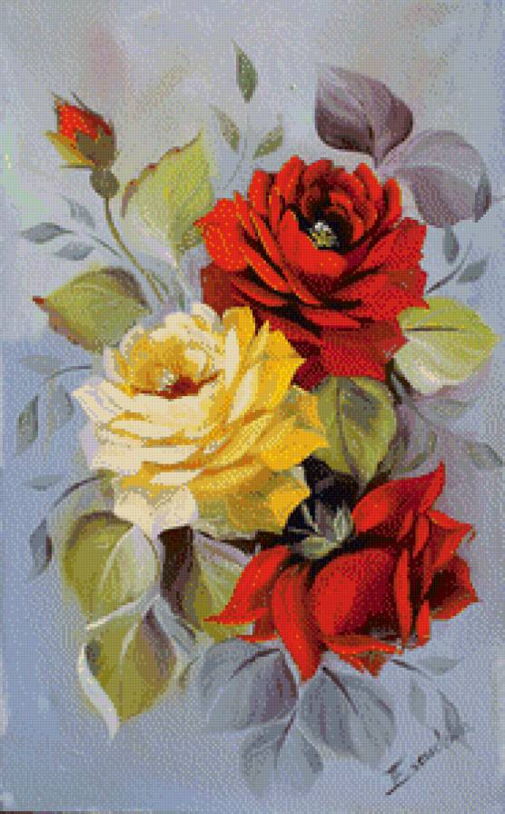 картина - розы, цветы.букет - предпросмотр