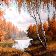 Схема вышивки «березки у воды»