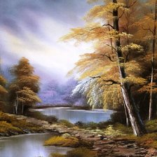 Схема вышивки «лесное озеро»