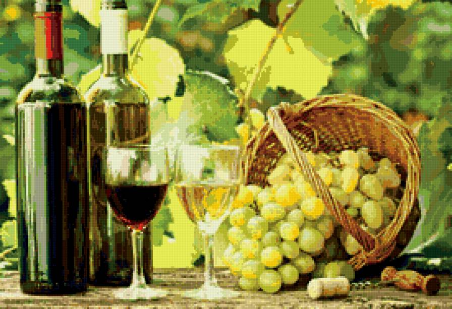 натюрморт с виноградом - листья, картина, виноград, натюрморт - предпросмотр