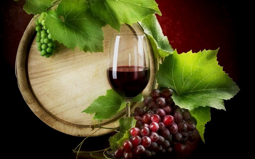 натюрморт с виноградом - картина, листья, натюрморт, виноград - оригинал